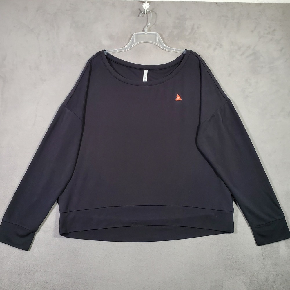 Fabletics Top Women XL‎ Black Modal Blend Long Sleeve Relaxed Athleisure Sporty